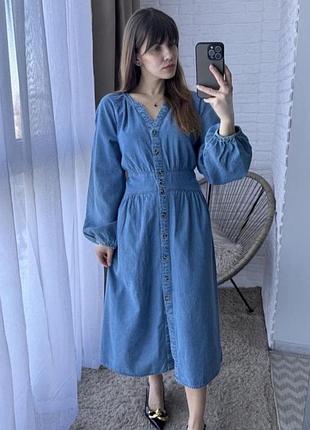 Джинсовое платье халат 2