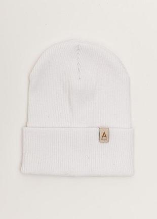 Детская белая шапка бини для девочки и мальчика 52-54