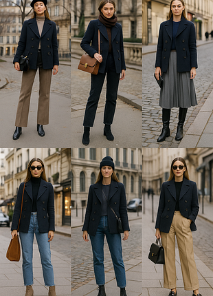 Шерстяное двубортное короткое пальто букле в стильную полоску