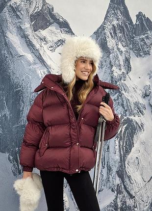 Дутый пуфер пуховик оверсайз с капюшоном