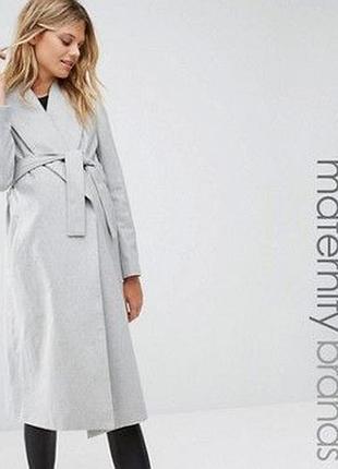 Трендове пальто для вагітних на запах з паском, new look maternity, меланж
