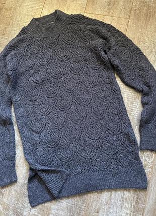 Светр подовжений ажурний з розрізами