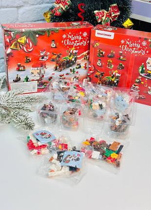 🎄 адвент-календар "новорічний конструктор" креативний подарунок для девочек и мальчиков набор на новый год адвент календарь лего конструктор большой