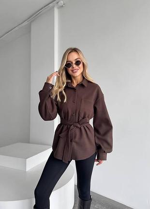 Жіноча кашемірова сорочка пальто з поясом весна осінь чорна шоколадна бежева