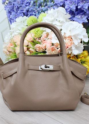 Женская стильная и качественная сумка-тоут из эко кожи бежевая