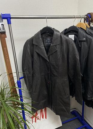 Вінтажне жіноче шкіряне пальто g&s плащ ретро натуральна кожа 1.2