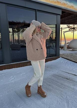 ✨шубка из барашка с длинным ворсом 💕 белый, беж, графит, шоколад 🌨 размер 42-46 🌟 модель #574