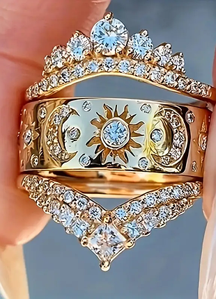Женское кольцо солнца и луны, вечная любовь,