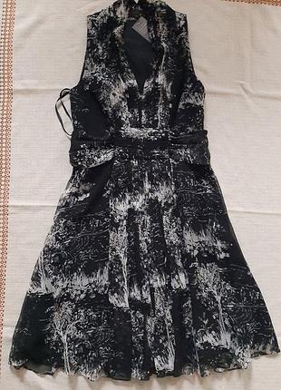 Женское платье coast, черное, цвета слоновой кости, с принтом, шелковое, облегающее и расклешенное, для торжественных случаев,