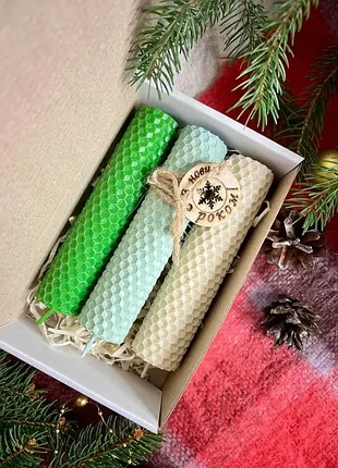 Набір свічок ручної роботи новорічний, новорічні свічки, набір свічок, подарунковий набір