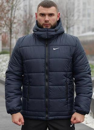 Мужская зимняя куртка с капюшоном nike blue