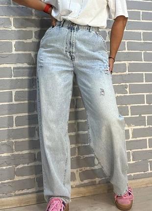 Джинсы женские skater jeans, светлые, свободного кроя, высокая посадка, 100% хлопок