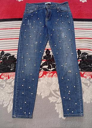 Джинсы 👖 женские с бусинками,