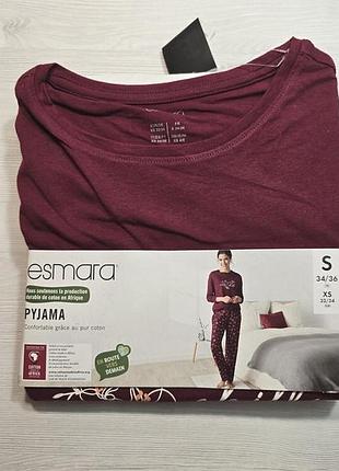 Есмара! трикотажна жіноча піжама з фланелевими штанами 32/34 євро, повномірить