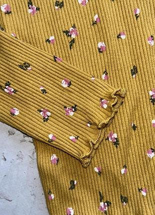 Кофта в рубчик з квітами zara 2