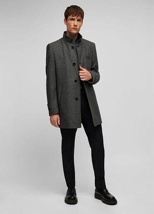 Стильне класичне чоловіче утеплене вовняне пальто сірий графіт вовна кашемір old money