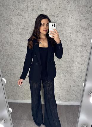 Комбінезон брючний блискітки чорний довгий палаццо штани