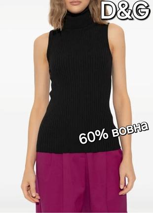 Dolce &amp; gabbana, брендовая черная кофта, водолазка,топ, шерсть/ акрил,