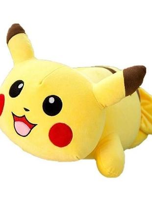 Мягкая игрушка подушка батон покемон пикачу лежачий  35 см