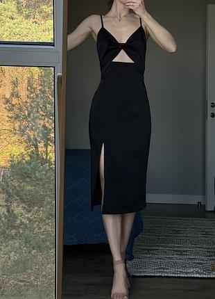 Чорна сатинова вечірня сукня gepur, розмір s