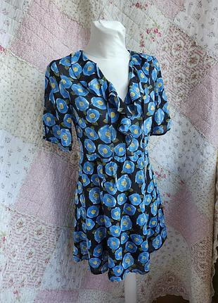 Цветочное платье сарафан воланы цветы мини летнее