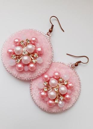 Сережки ручної роботи, оксамитові