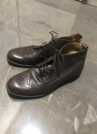 Коричневый кожаные ботинки, италия6 фото