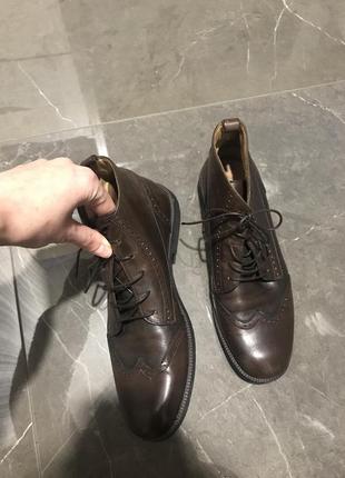 Коричневый кожаные ботинки, италия4 фото