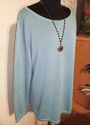 Базовая трикотажная вязка приятный голубой свитер-джемпер большого размера