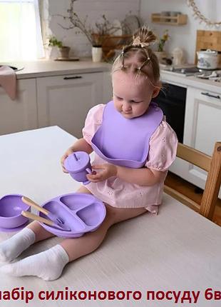 Набор  посуды для первого прикорма из 6 предметов, фиолетовый