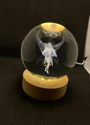 Багатобарвна 3d-нічник кришталева куля "фея дінь-дінь" нічний світильник світний шар