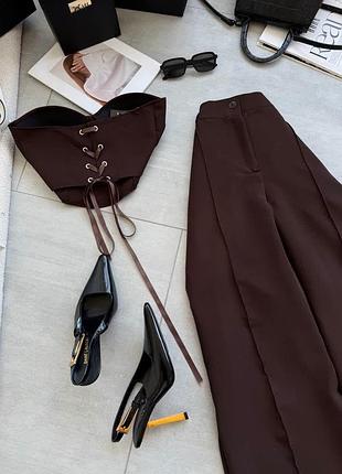 Костюм: топ з імітацію корсету,  з чашками  + штани  палаццо