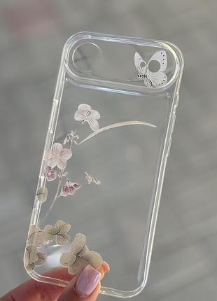 Новий прозорий чехол з квітами для iphone 17 air.
