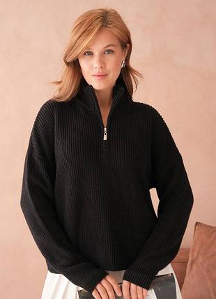 Свитер женский черный короткий вязаный оверсайз осенний весенний зимний