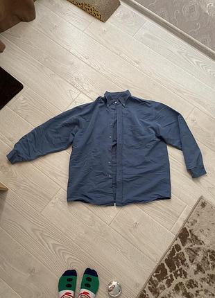 Сорочка синя чоловіча / жіноча оверсайз