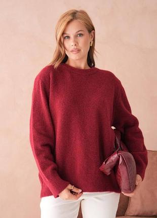 Свитер женский красный оверсайз осенний весенний зимний