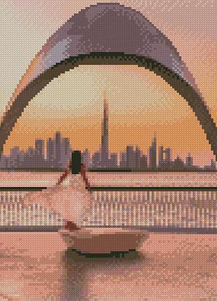 Алмазная картина закат на набережной strateg 30х40 см hx484