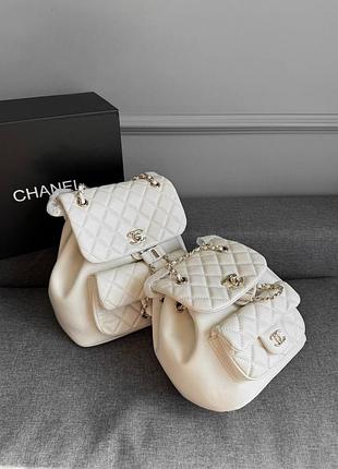 Кожаный брендовый мини рюкзак белый