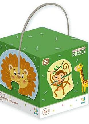 Пазл dodo 6 в 1 дикі тварини 6 пазлів по 2/3/4 елементи 300153
