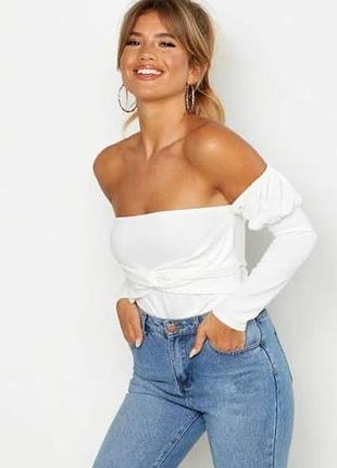 Топ з відкритими плечима на довгий рукав, лонгслів