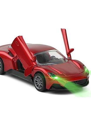 Машинка спортивная 1:32 металлическая инерционная со светом и звуком k175b33_red