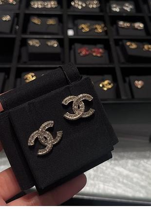 Преміальні срібні сережки з камінням цирконам chanel