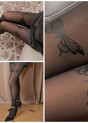 Колготки на флісі з принтом