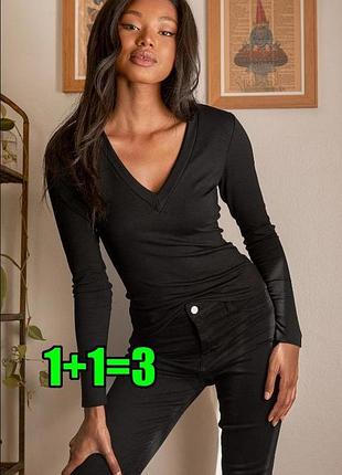 🤩1+1=3 базовий жіночий чорний лонгслів светр бавовна f&f, розмір 48 - 50