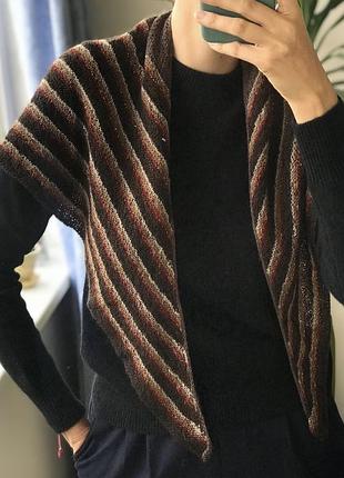 В’язана хустинка косинка хендмейд вовна шерстяная косынка платок handmade треугольная