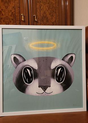 Картина “angel raccoon” — добрий настрій у стилі поп-арт 😇