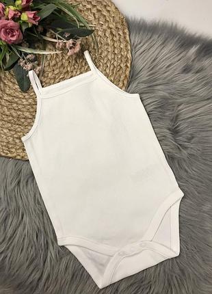 Білий бодік - майка в рубчик 9-12 міс.