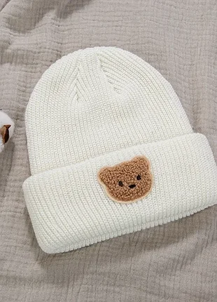 Мужская / женская / унисекс зимняя шапка с мишкой