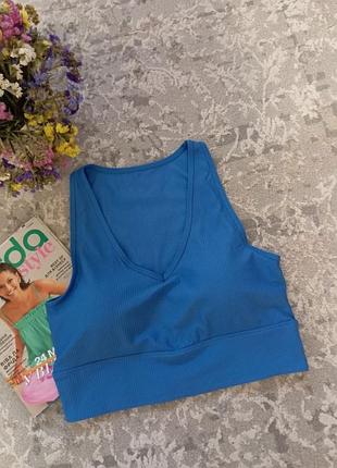 Спортивный женский топ sylvie meis в рубчик l синий