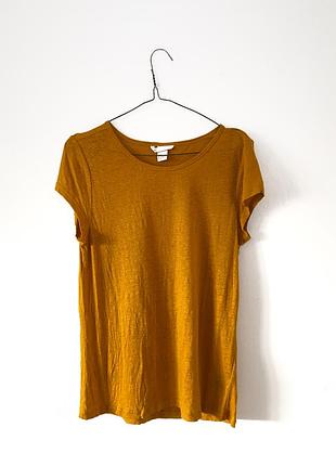 Жовта футболка з льону h&m
